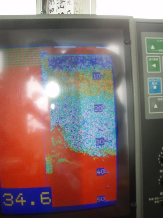 水深は34m位 下にウマズラのかげが見えます