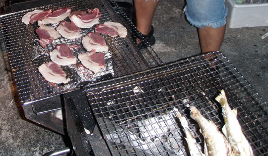 しし肉に鮎の塩焼き。